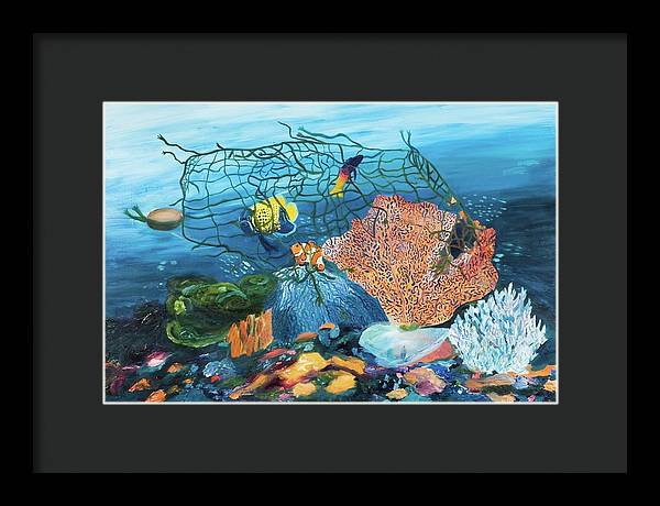 Caught in coral - Framed Print