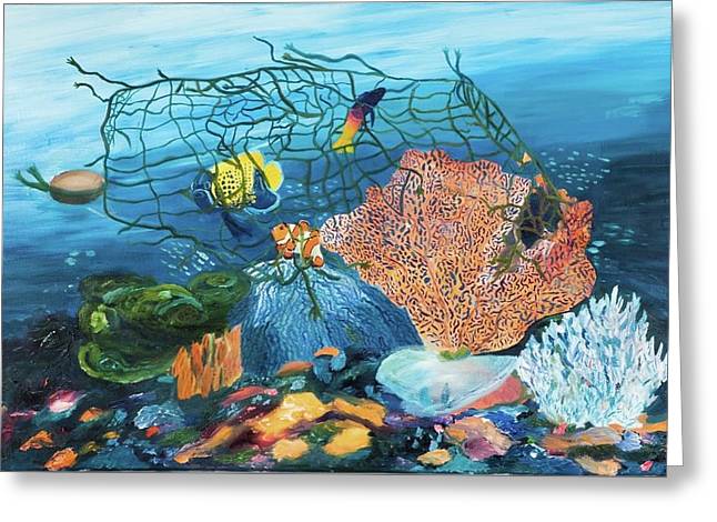 Caught in coral - Greeting Card