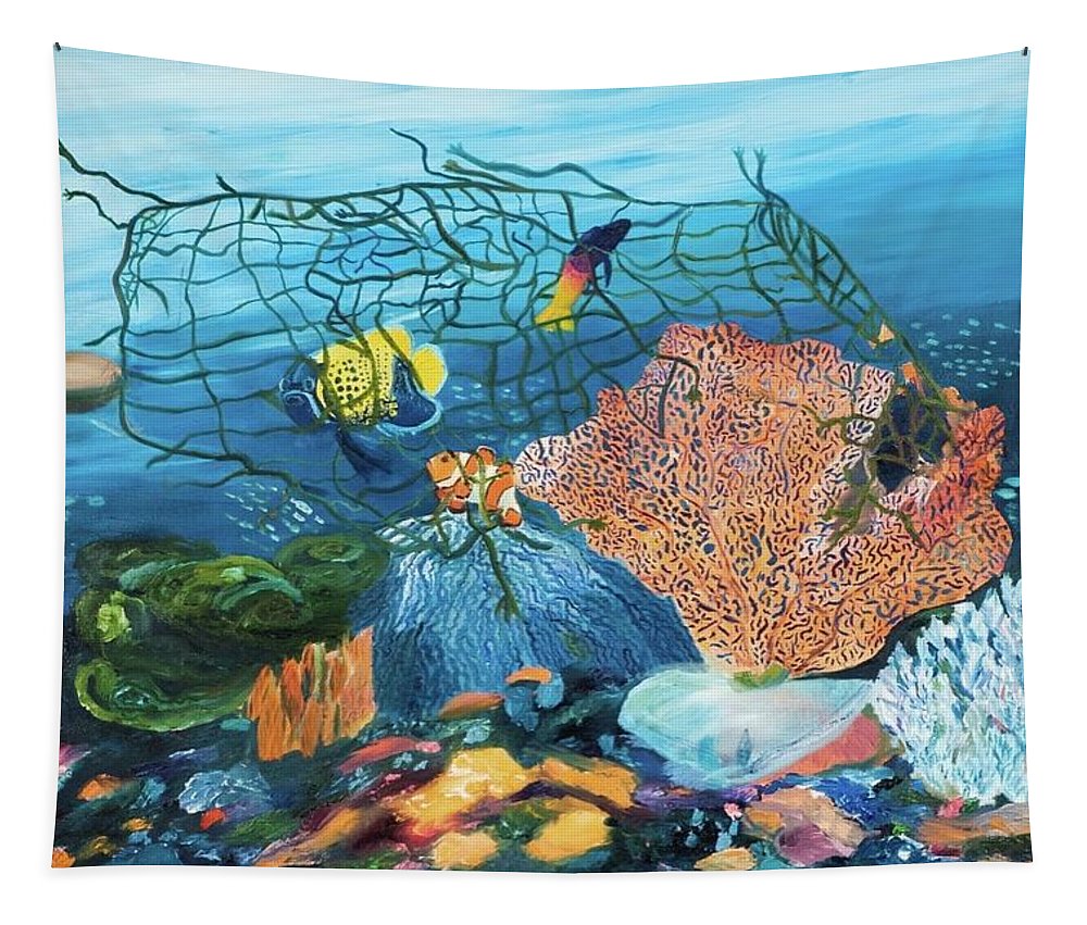 Caught in coral - Tapestry