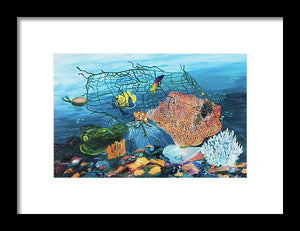 Caught in coral - Framed Print