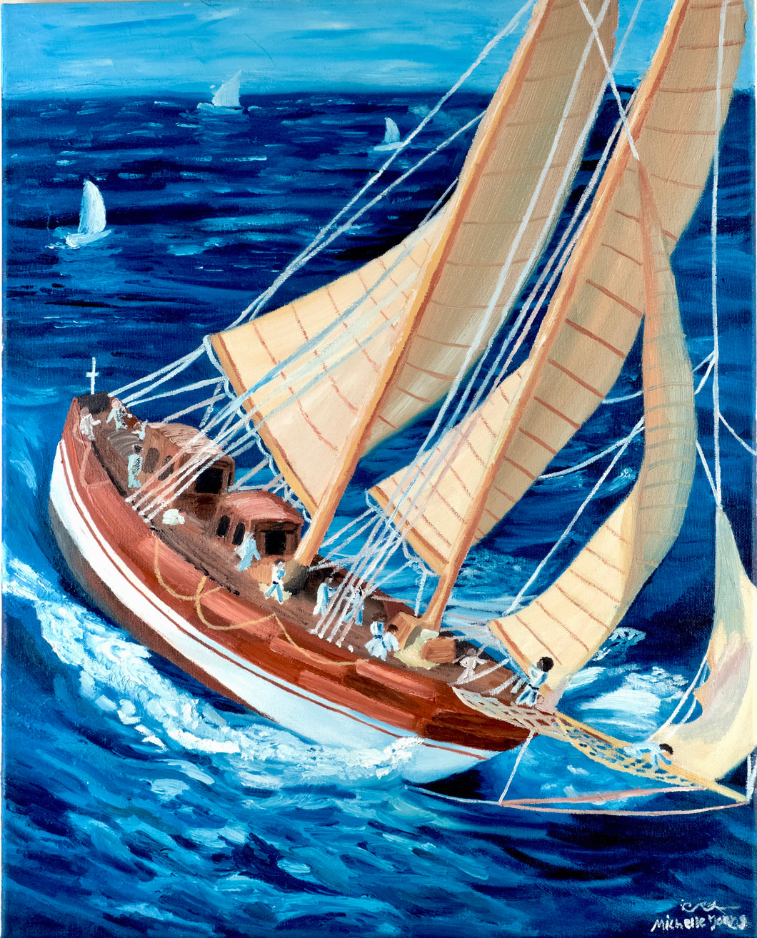 Sailboat oil painting