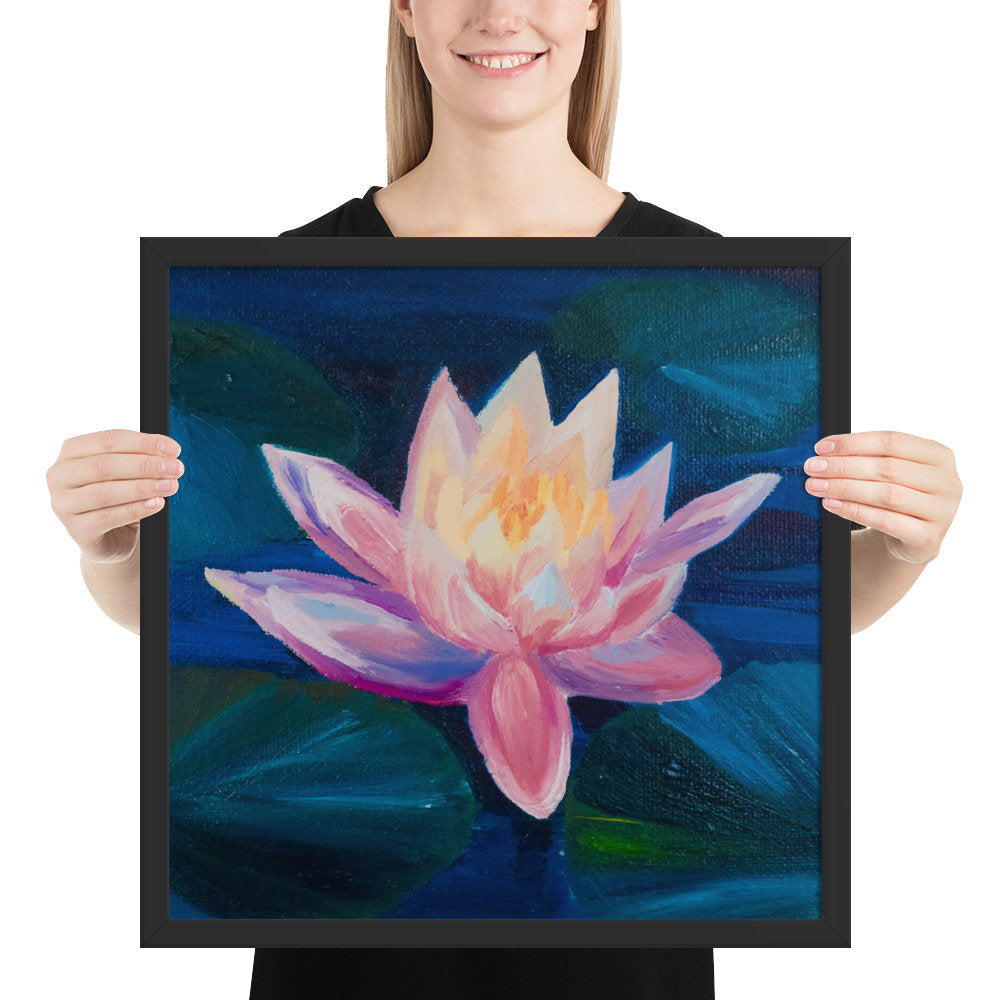 Framed poster, lily pad, lily, water lily, water flowers, flora, water flora, flower art, framed art, flower, flowers,