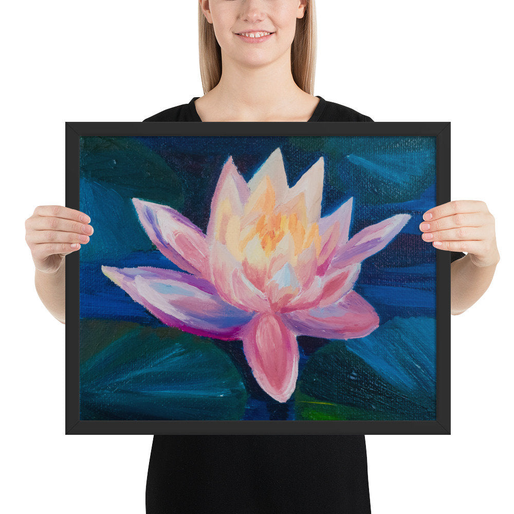 Framed poster, lily pad, lily, water lily, water flowers, flora, water flora, flower art, framed art, flower, flowers,