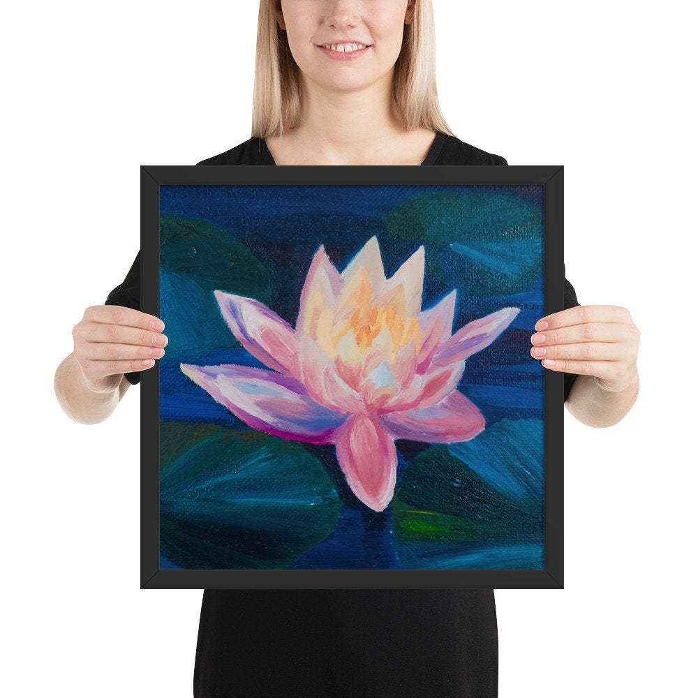 Framed poster, lily pad, lily, water lily, water flowers, flora, water flora, flower art, framed art, flower, flowers,