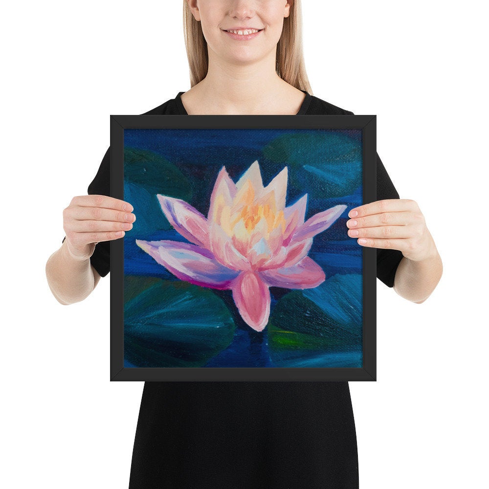 Framed poster, lily pad, lily, water lily, water flowers, flora, water flora, flower art, framed art, flower, flowers,