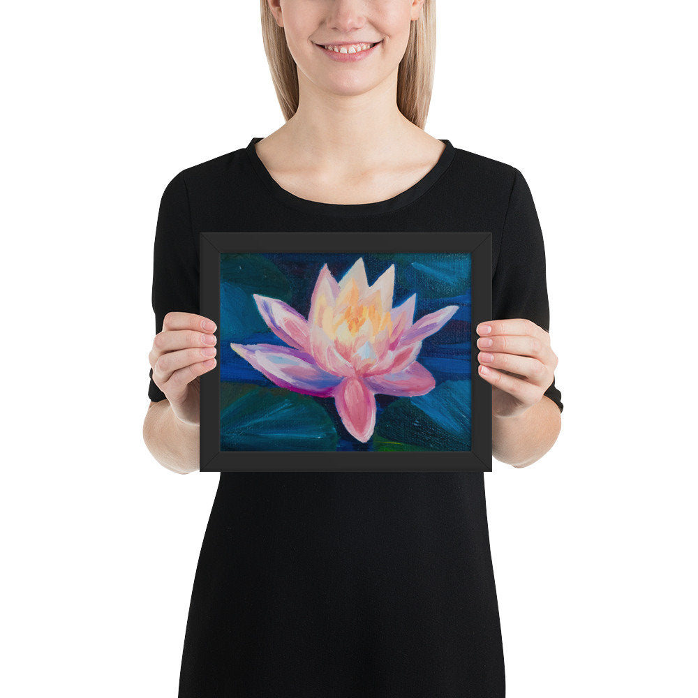 Framed poster, lily pad, lily, water lily, water flowers, flora, water flora, flower art, framed art, flower, flowers,