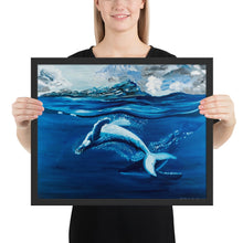 Load image into Gallery viewer, Framed poster, humpback whales, dancing whales painting, ocean mammals, oil painting, original, graceful whale, art, painting
