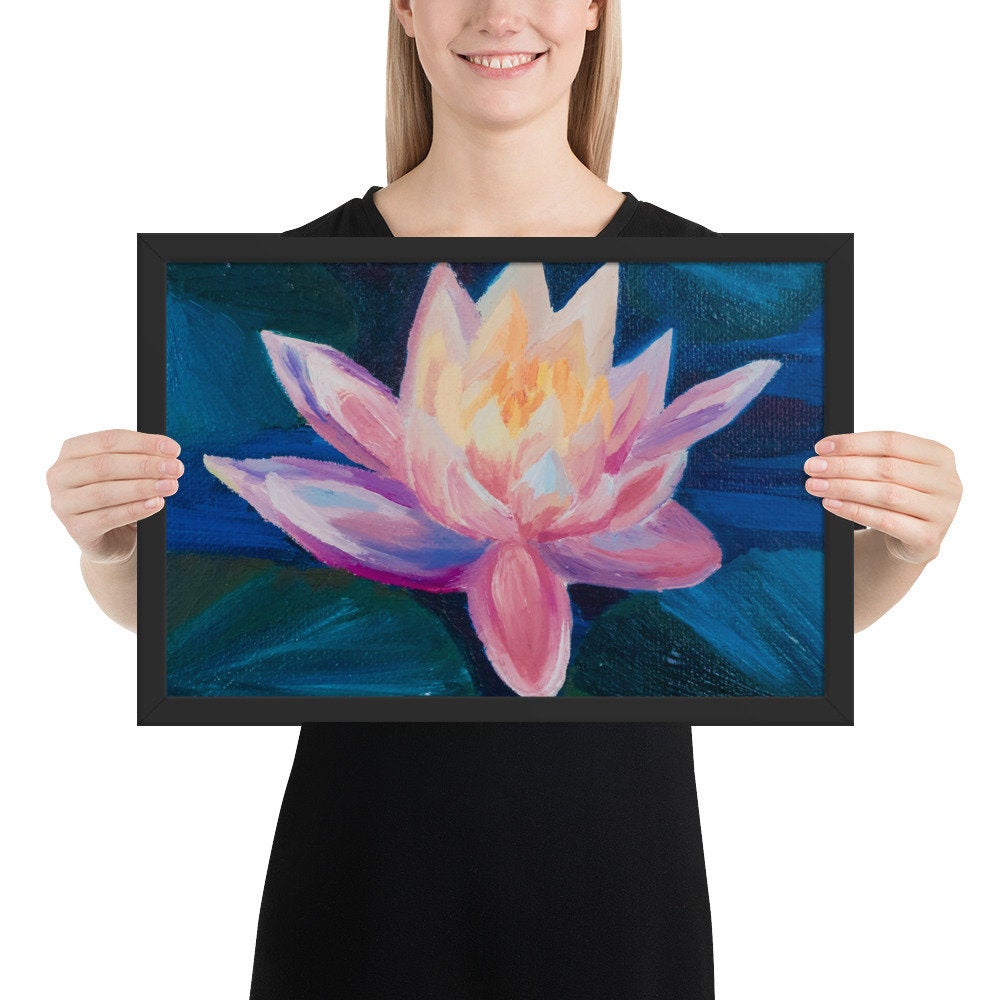 Framed poster, lily pad, lily, water lily, water flowers, flora, water flora, flower art, framed art, flower, flowers,