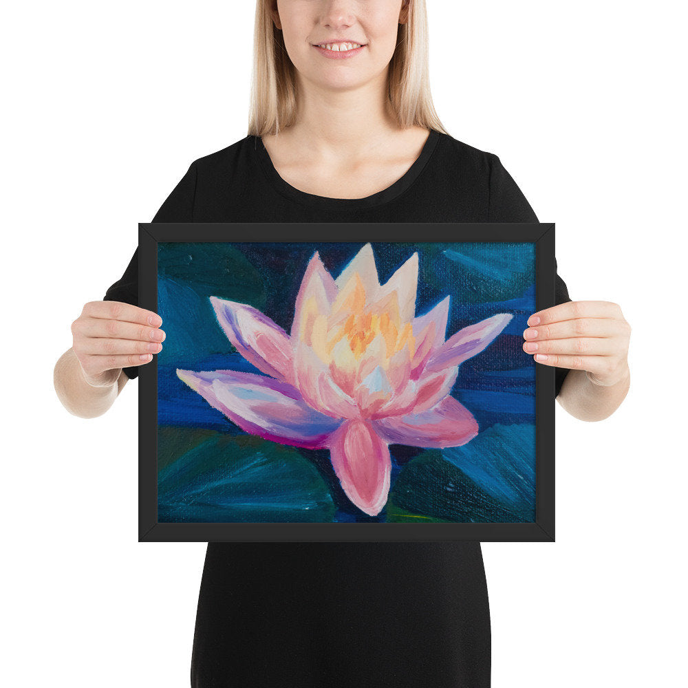 Framed poster, lily pad, lily, water lily, water flowers, flora, water flora, flower art, framed art, flower, flowers,