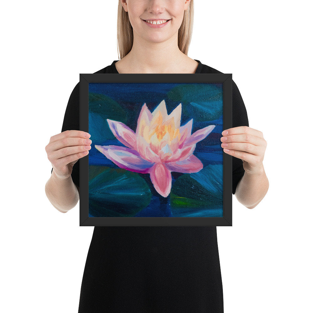 Framed poster, lily pad, lily, water lily, water flowers, flora, water flora, flower art, framed art, flower, flowers,
