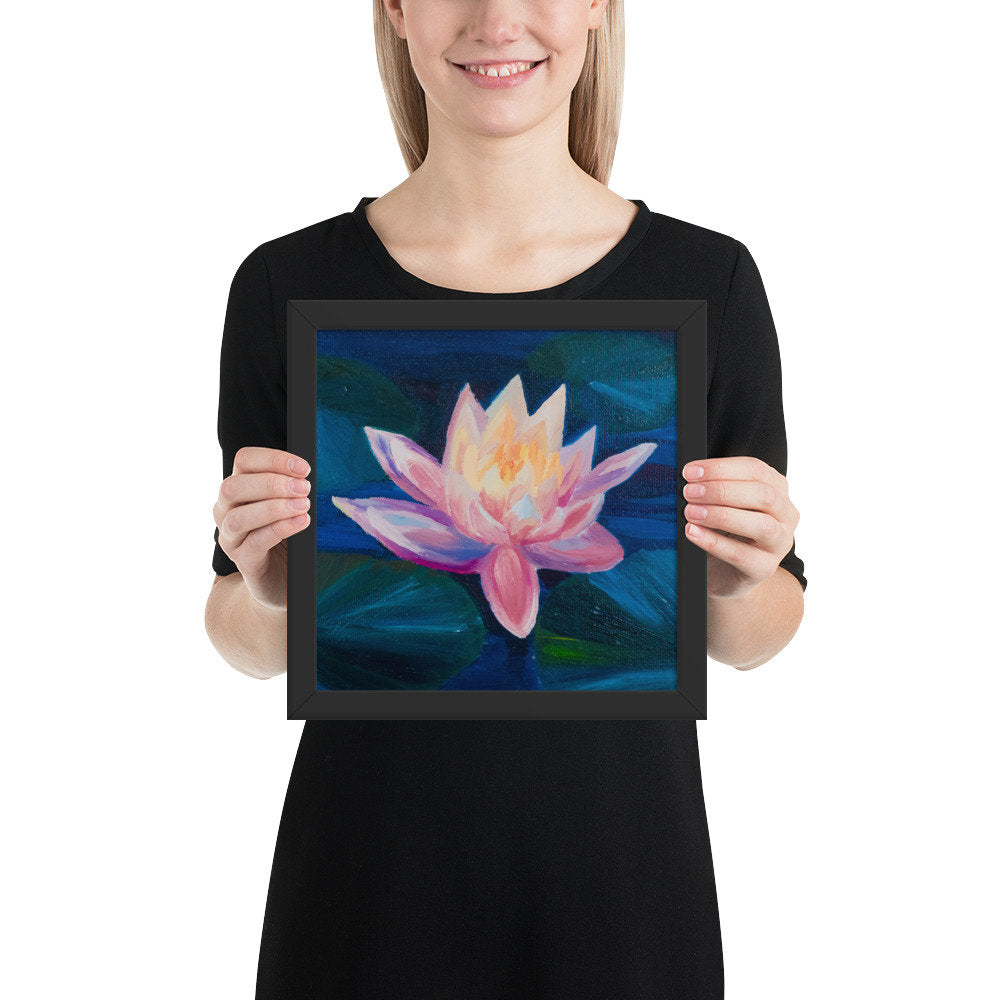 Framed poster, lily pad, lily, water lily, water flowers, flora, water flora, flower art, framed art, flower, flowers,