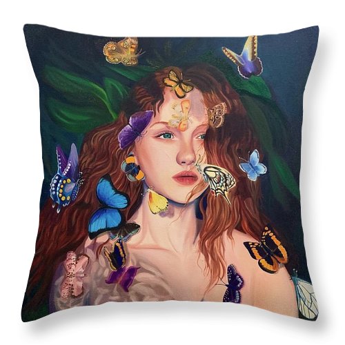 Le Papillion de sang d'or - Throw Pillow