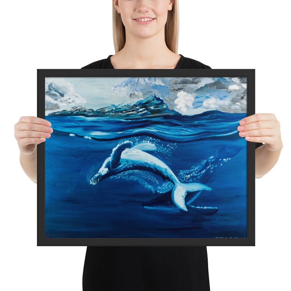 Dancing whales painting art print