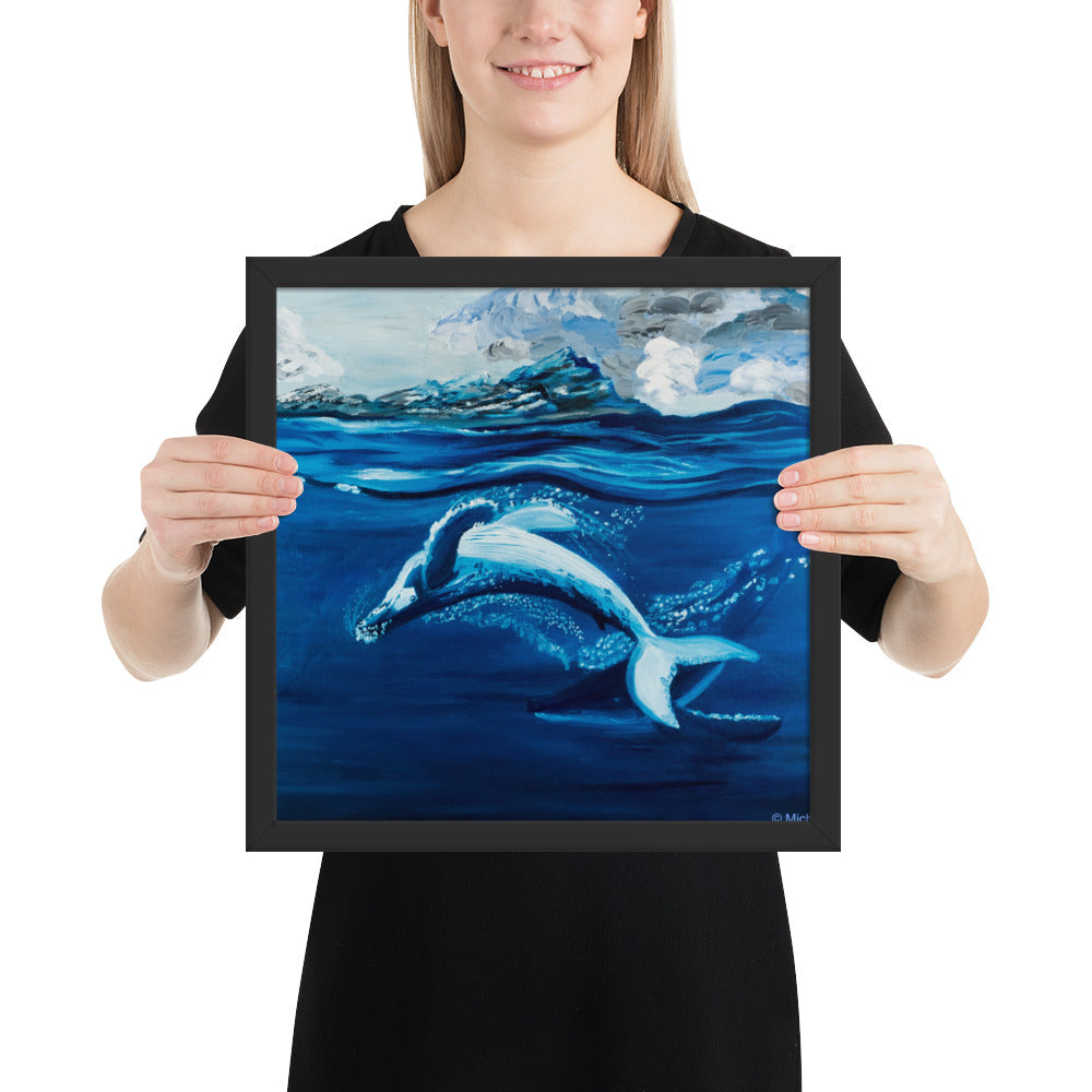 Dancing whales painting art print