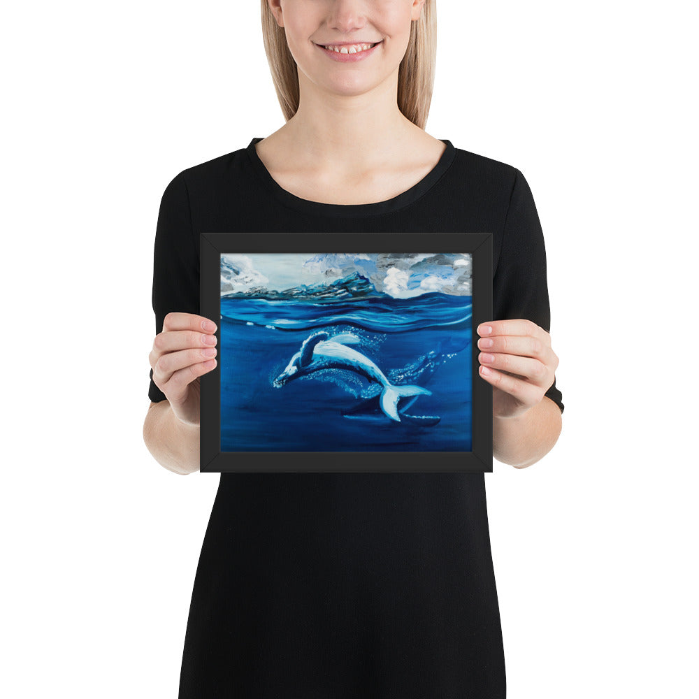Dancing whales painting art print