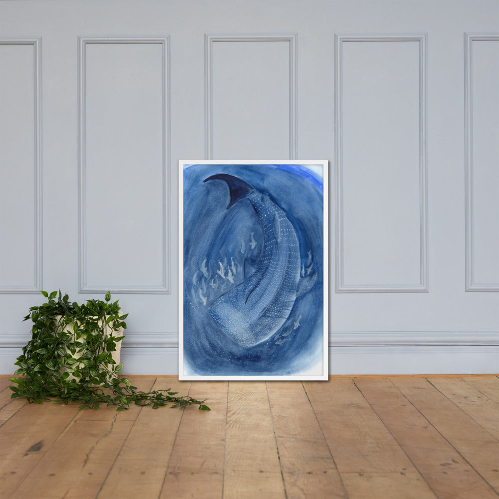 Whale shark framed art print