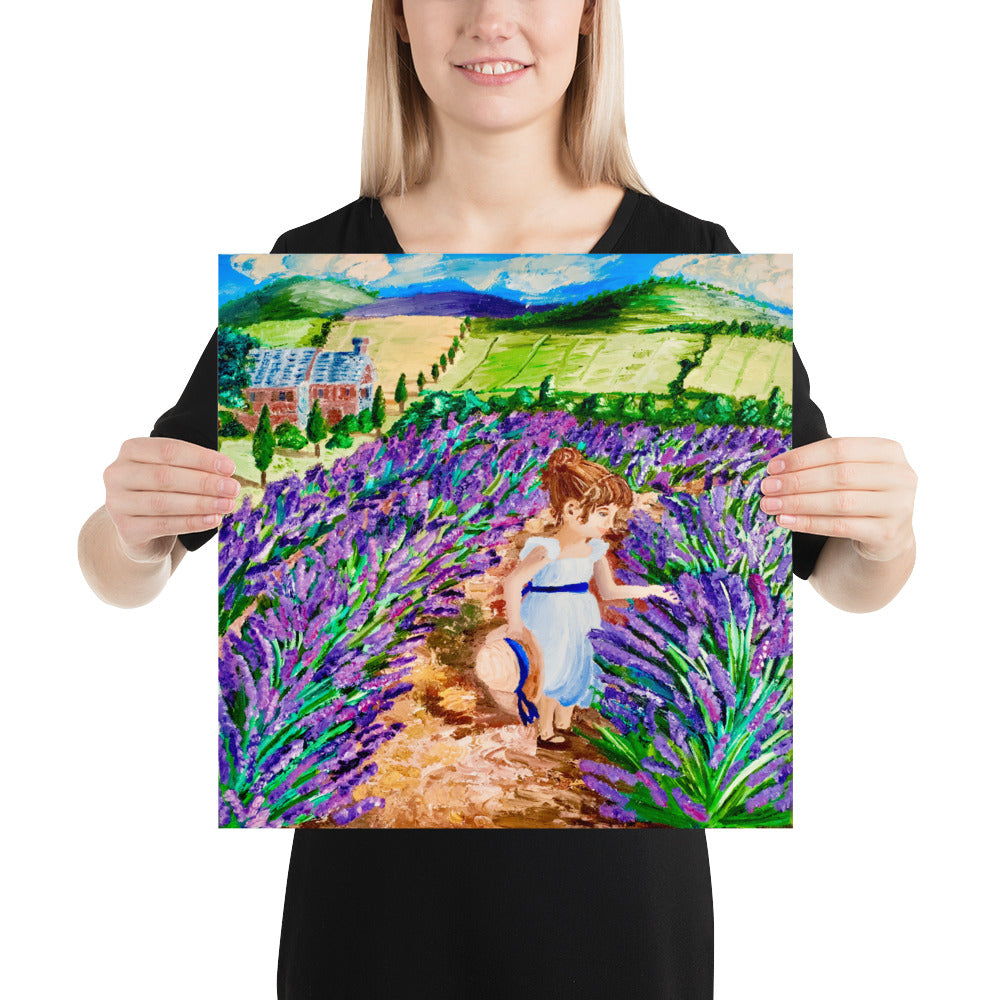 Lavender art, oil painting, art print download, Lavender, flower art, lavender field painting, flower art print, girl art, flower girl