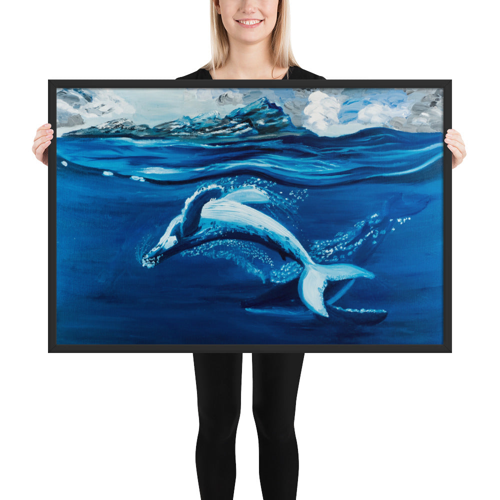 Dancing whales painting art print