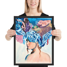 Load image into Gallery viewer, Framed poster, original art poster, queen of the sea, ocean girl, sea queen, wave master, sea princess, water girl, ocean life, life, anemon
