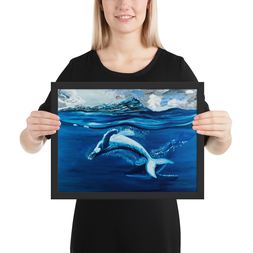 Dancing whales painting art print