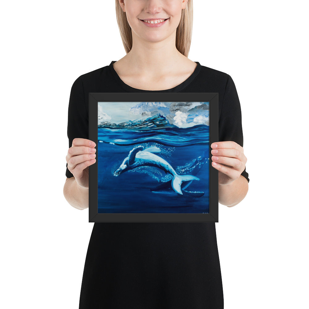 Dancing whales painting art print