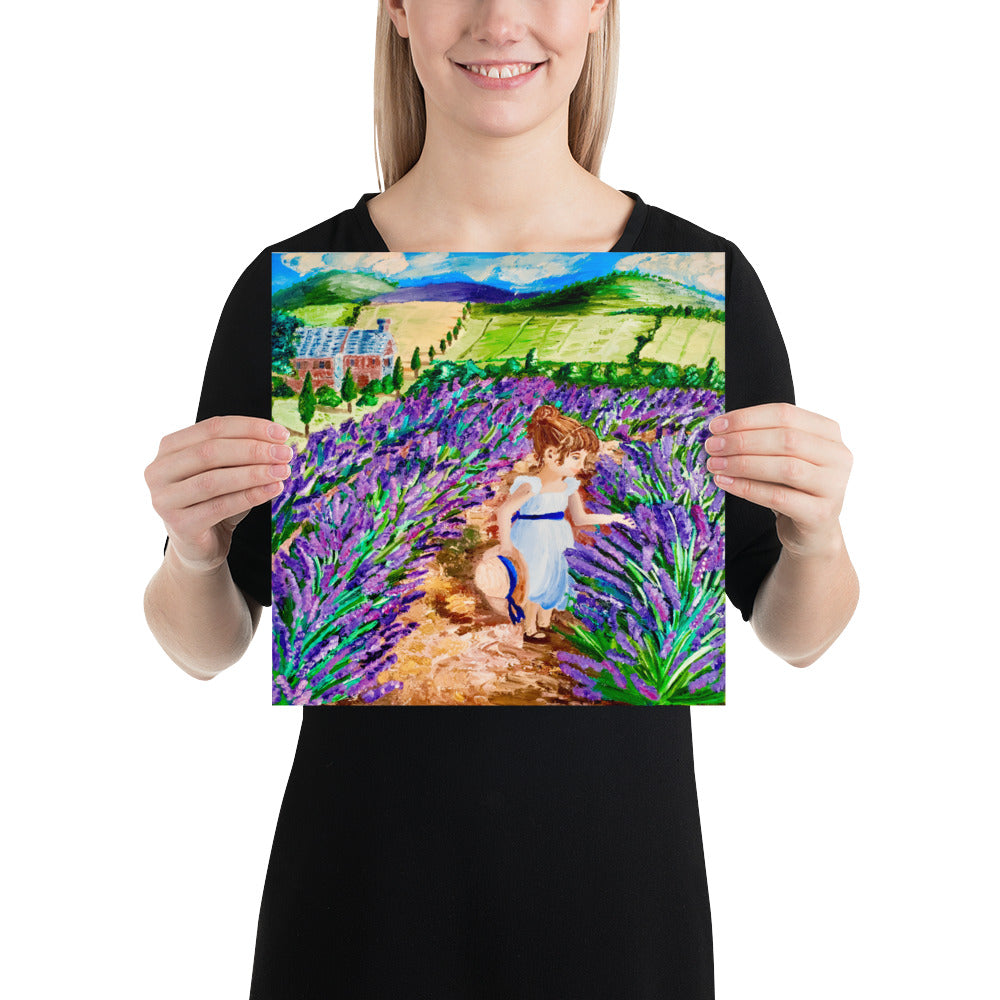 Lavender art, oil painting, art print download, Lavender, flower art, lavender field painting, flower art print, girl art, flower girl