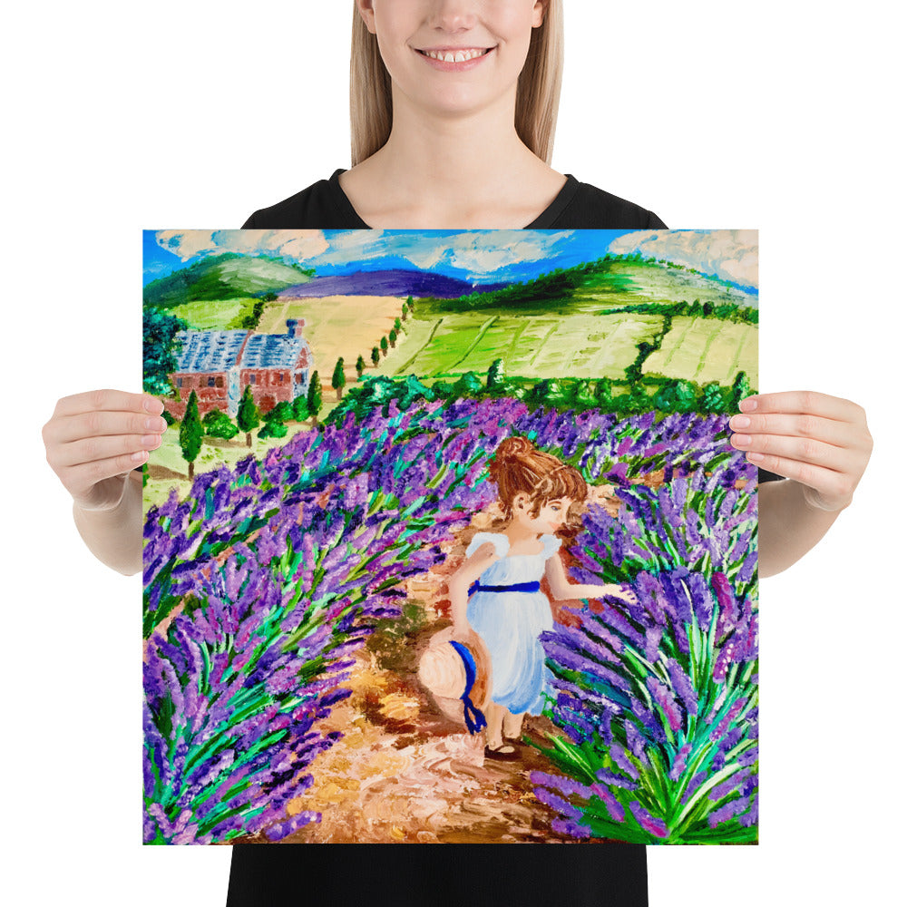 Lavender art, oil painting, art print download, Lavender, flower art, lavender field painting, flower art print, girl art, flower girl