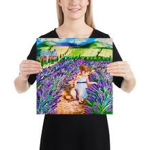 Load image into Gallery viewer, Lavender art, oil painting, art print download, Lavender, flower art, lavender field painting, flower art print, girl art, flower girl
