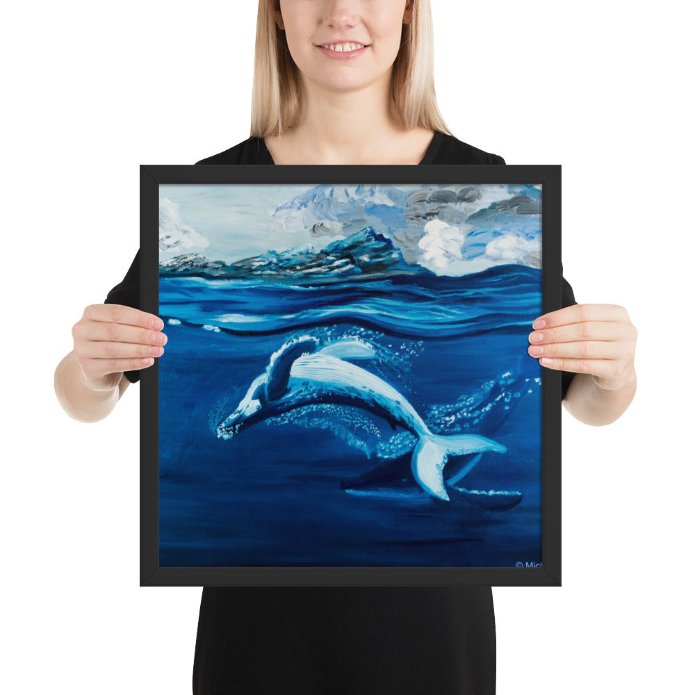 Dancing whales painting art print
