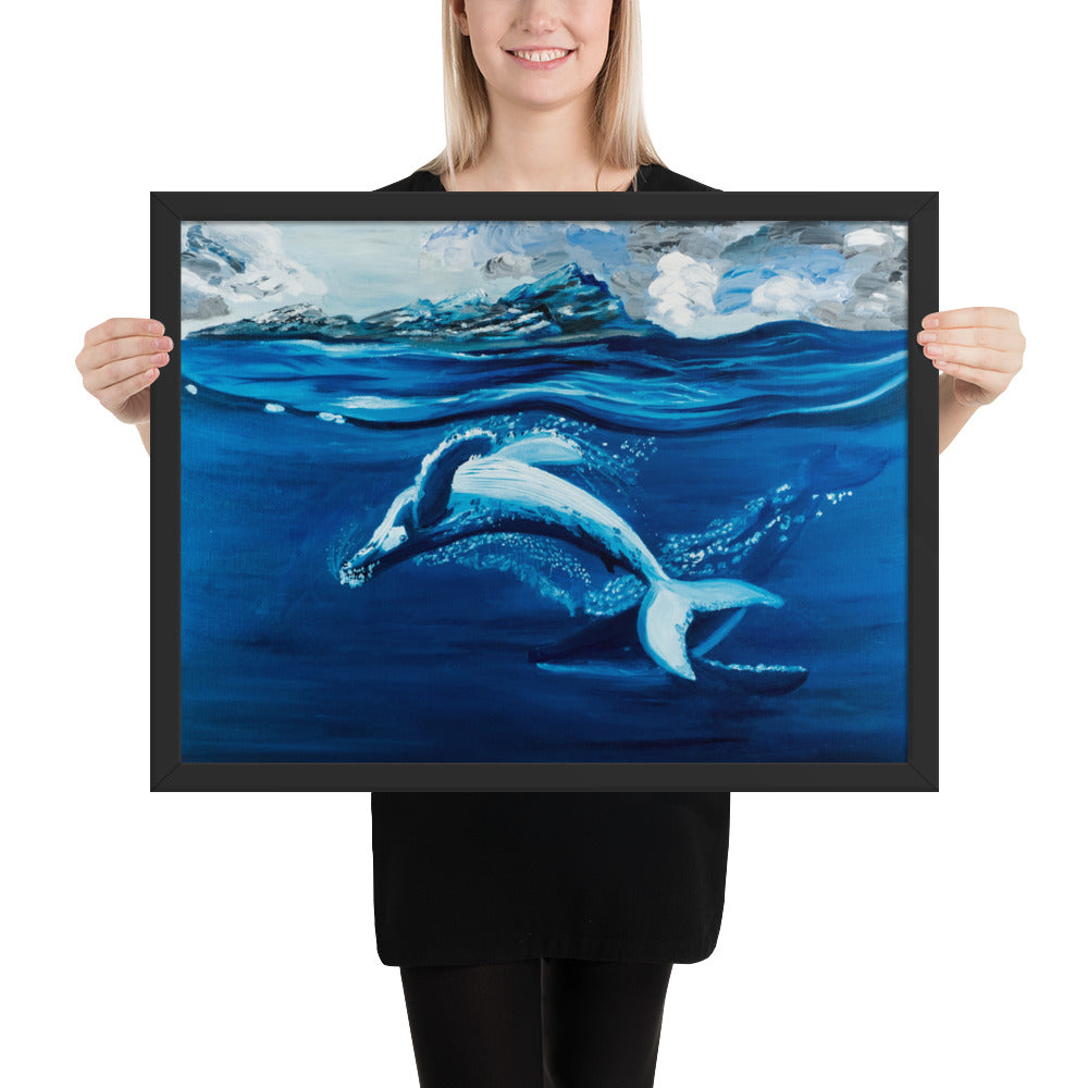 Dancing whales painting art print