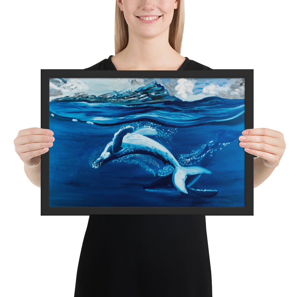 Dancing whales painting art print
