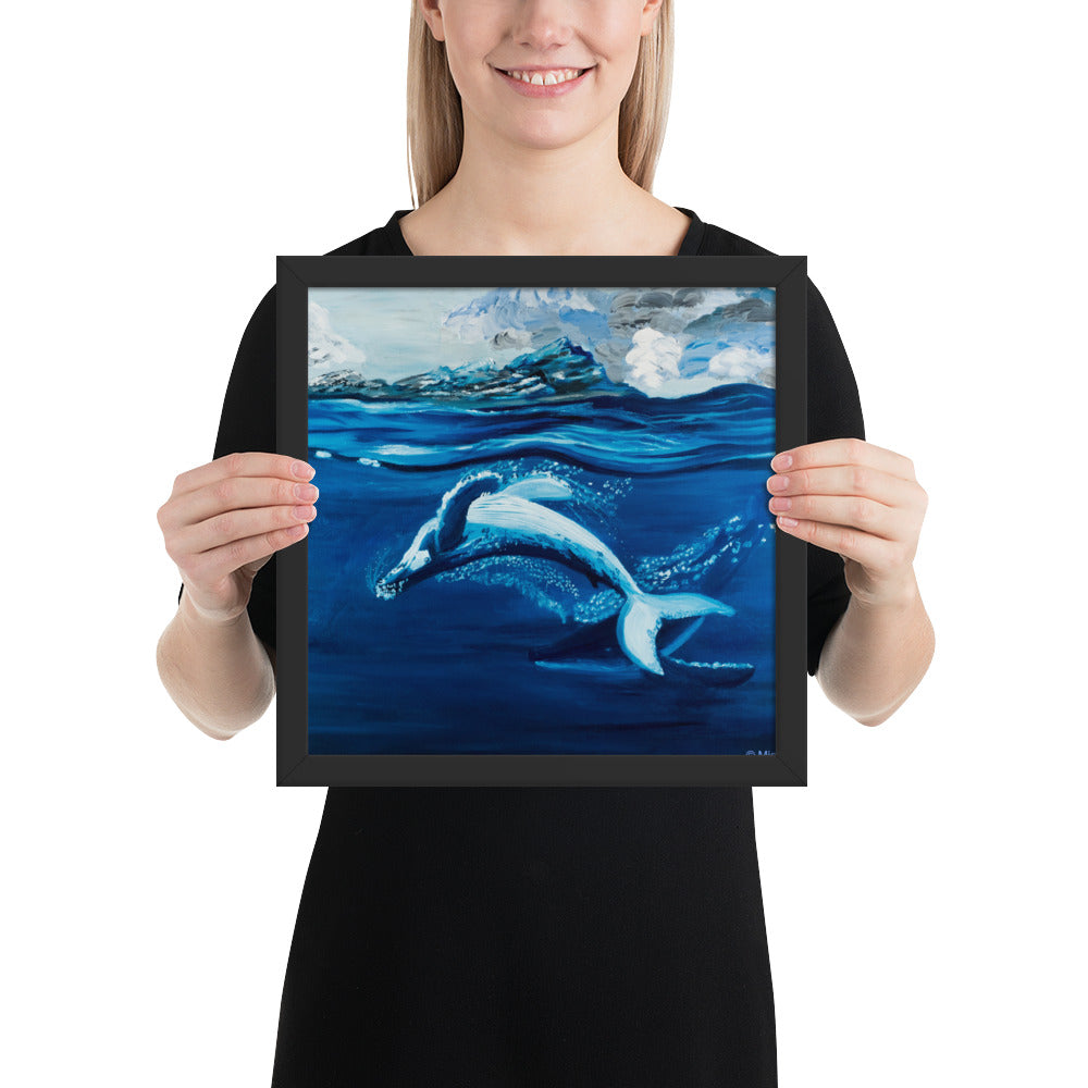Dancing whales painting art print