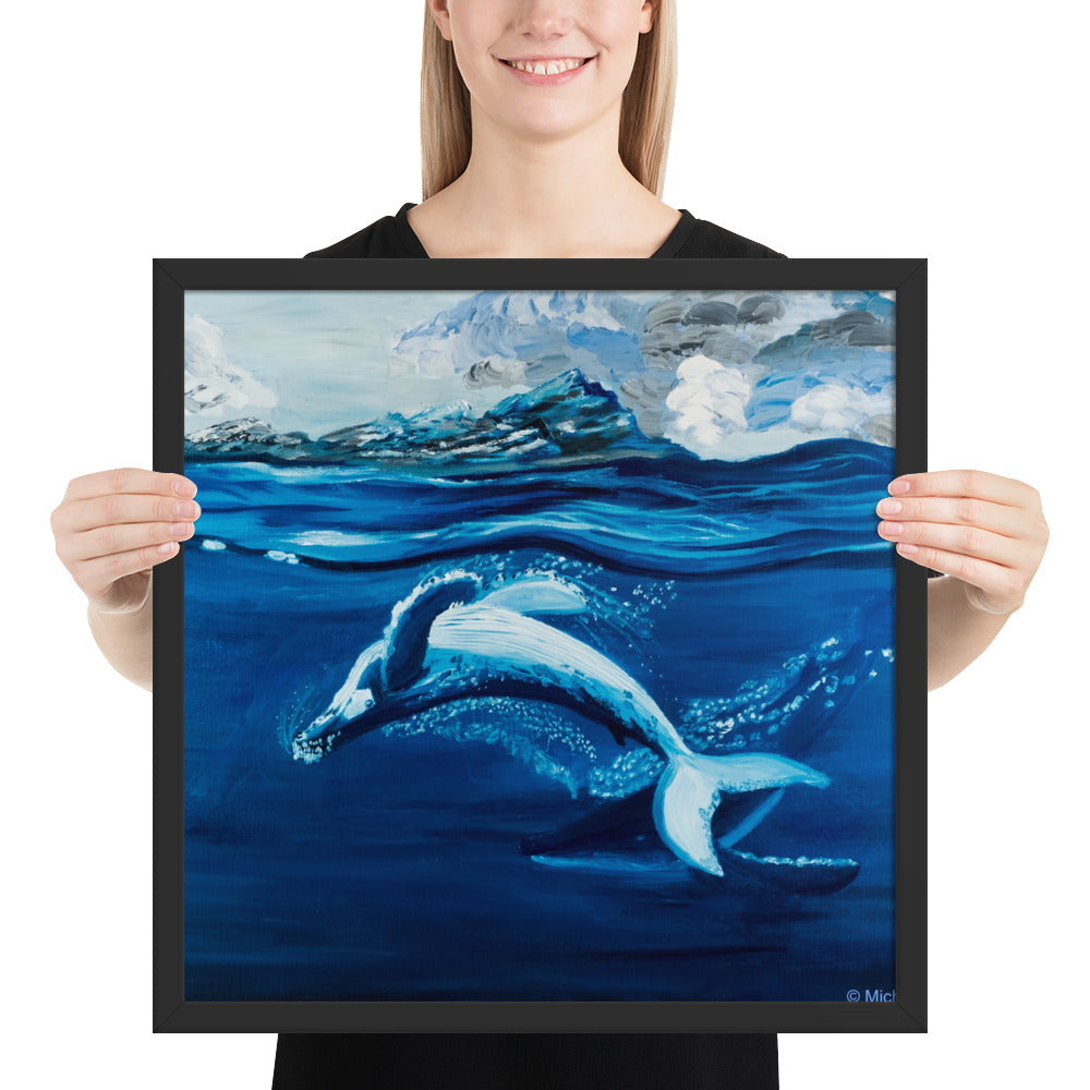 Dancing whales painting art print