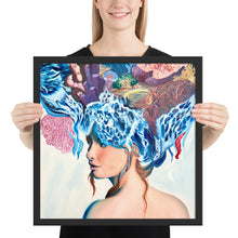 Load image into Gallery viewer, Framed poster, original art poster, queen of the sea, ocean girl, sea queen, wave master, sea princess, water girl, ocean life, life, anemon
