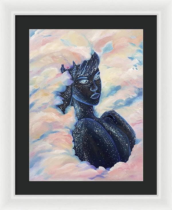 Woman In The Clouds - Framed Print