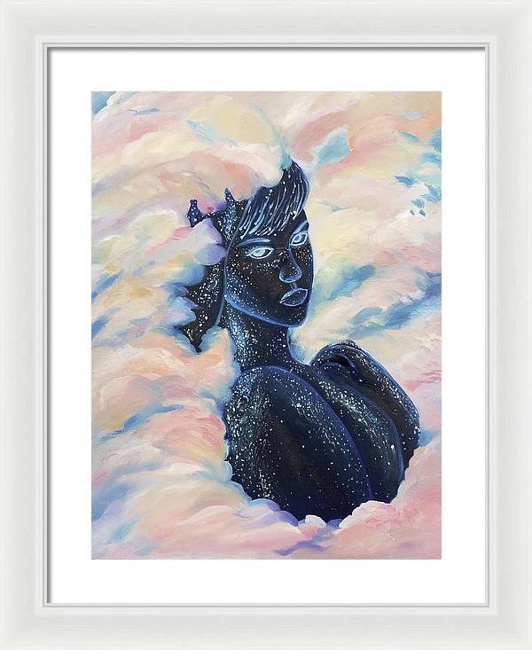 Woman In The Clouds - Framed Print