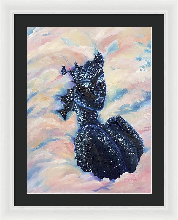 Woman In The Clouds - Framed Print
