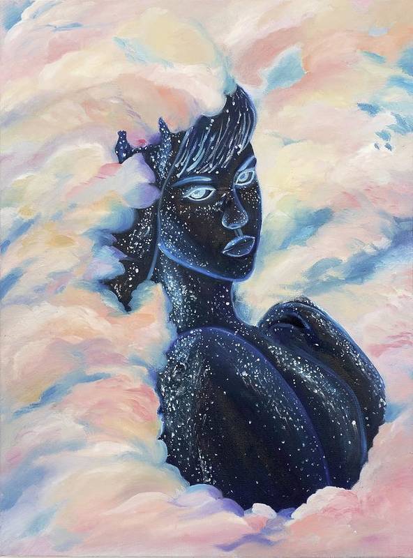 Woman In The Clouds - Art Print