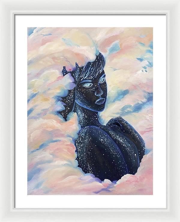 Woman In The Clouds - Framed Print