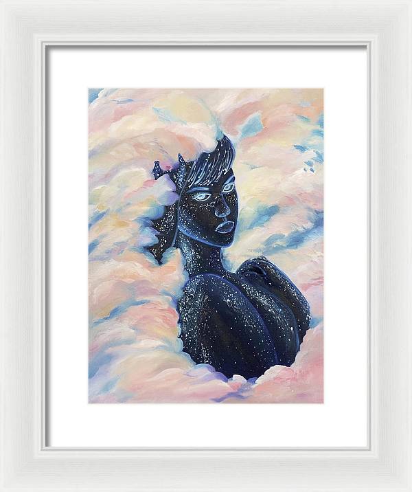 Woman In The Clouds - Framed Print